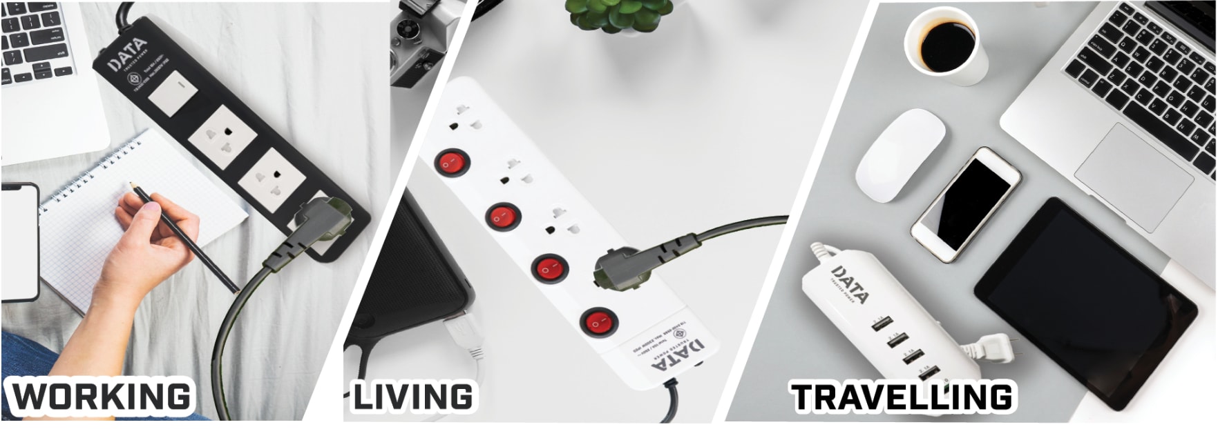 DATA Plugs 3 Sockets 1 Switch 5m. Blue - Central.co.th