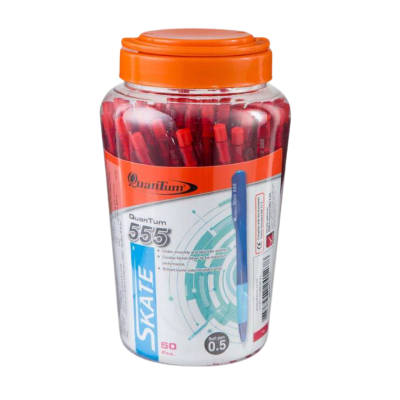 QUANTUM Ballpoint Pen Skate 555 Red 0.5mm (Pack of 50) | OfficeMate