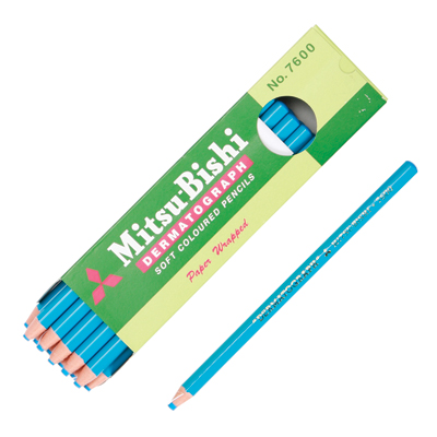ดินสอเขียนกระจก ฟ้า (กล่อง12แท่ง) มิตซูบิชิ 7600