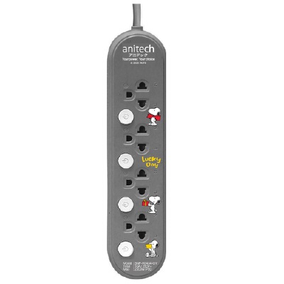 Anitech Power Socket 4 sockets 4 switch SNP-H3434 Gray Piece | OfficeMate