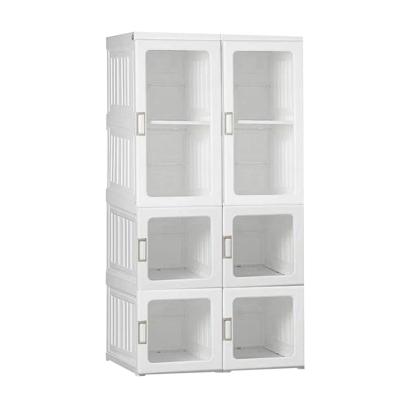 KASSA HOME ตู้บานเปิดอเนกประสงค์ 4 ชั้น รุ่น WT8-D6-HN สีขาว-ใส ขนาด 69x47x136 ซม. Kassa Home