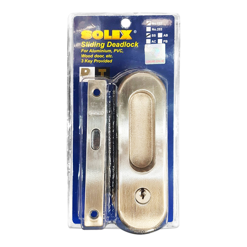 Solvo Lock Sliding Mortise Dead lock SOLEX No. 252 Stainless | OfficeMate