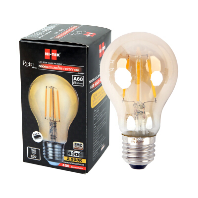 หลอดวินเทจ LED 4 วัตต์ Warm White HI-TEK รุ่น HLLA60004G ทรงคลาสสิก E27 HI-TEK
