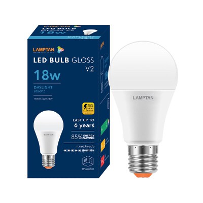 หลอดไฟ LED 18 วัตต์ Daylight LAMPTAN รุ่น GLOSS V.2 E27 Lamptan
