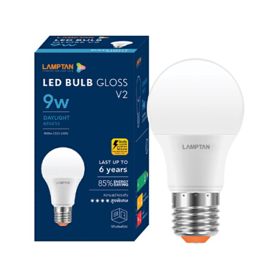 หลอดไฟ LED 9 วัตต์ Daylight LAMPTAN รุ่น GLOSS V.2 E27 Lamptan