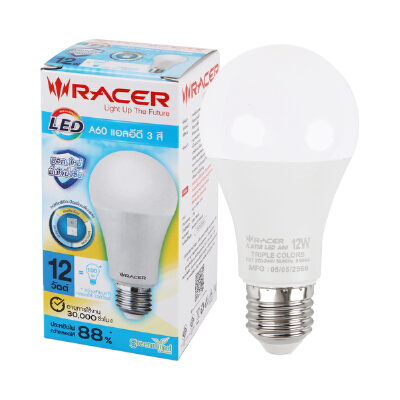 หลอดไฟ LED E27 A60 RACER รุ่น TRIPLE COLORS กำลัง 12 วัตต์ Racer