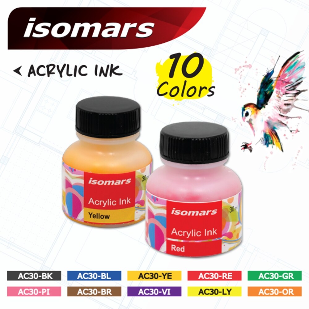Isomars R140 ACRYLIC INK30ML ISOMARS แดง | OfficeMate