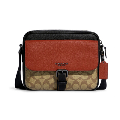 COACH C8143 HUDSON CROSSBODY IN COLORBLOCK SIGNATURE CANVAS QBTUI