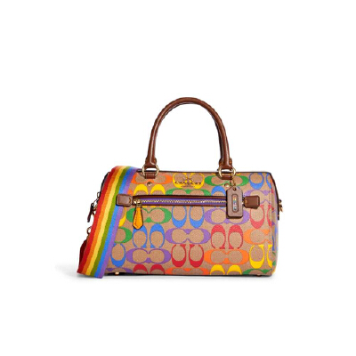 Coach Rowan Satchel In Rainbow popular Signature Canvas CA615