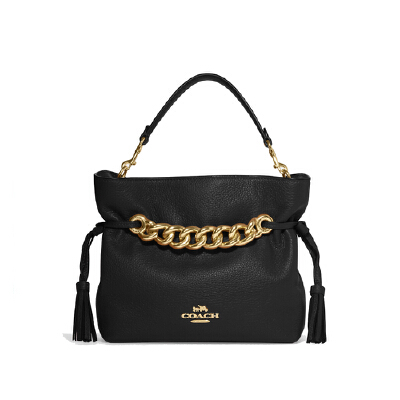 Coach black crossbody with gold online chain