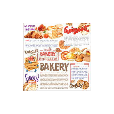 GOOD BOX PACK กระดาษรองอาหาร ลายหนังสือเบเกอรี่ 30x30cm 5แพ็ค 500 ใบ ...