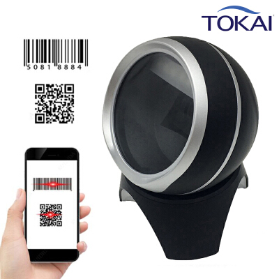 TOKAI 2D&1D QR Code Desktop Barcode Scanner WD-1016 model Speed 2300  times/second Planar CMOS Sensor Processor : ARM MCU+DSP 64 bit Automatic -  Black