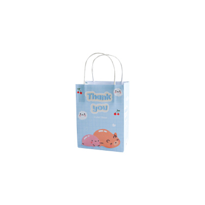 GOOD BOX PACK ถุงกระดาษขาว ไซส์S 13x8x18cm. ลายฟ้าThank you bear 100 ใบ ...