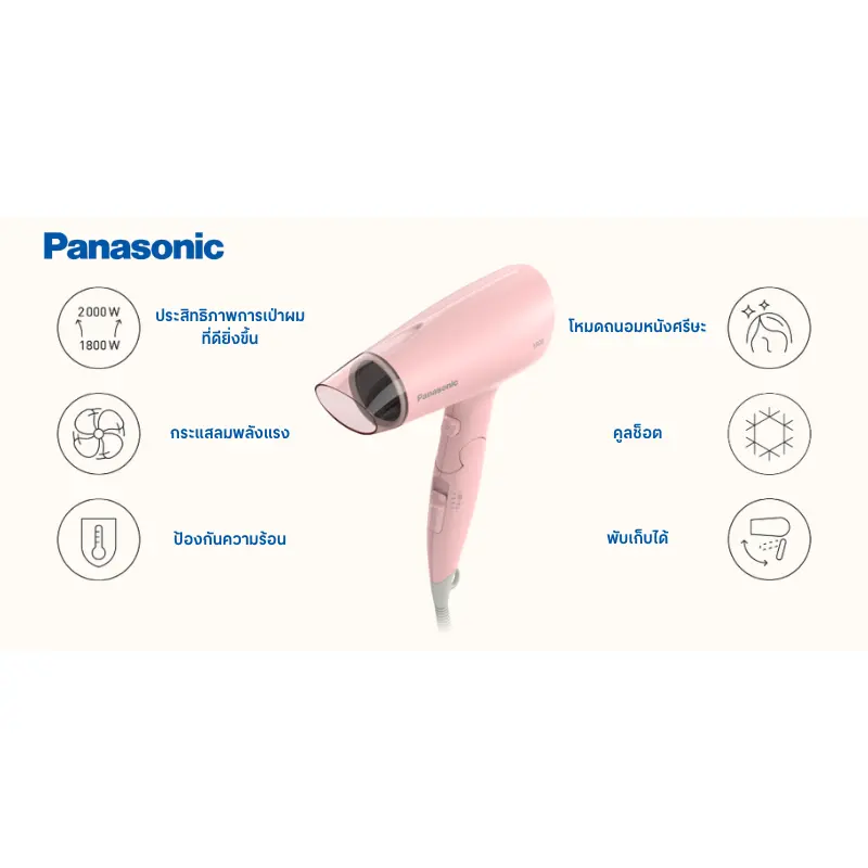 Panasonic Hair Dryer Fast Day Series EH-ND37 Pink Color | OfficeMate