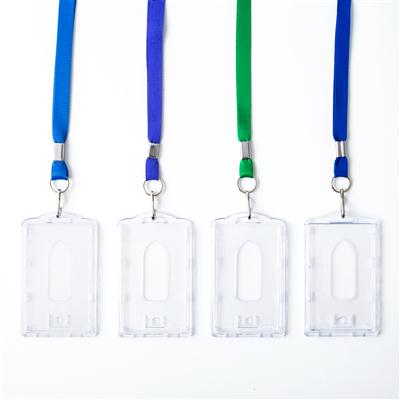 สายคล้องคอ แนวตั้ง คละสี1x46ซม.+ป้ายชื่อใส Win US-HOOK