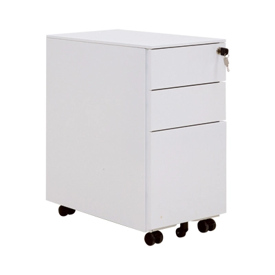 ตู้ลิ้นชักเหล็กล้อเลื่อน 3 ชั้น สีขาว เฟอร์ราเดค BBF