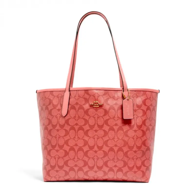 COACH 5696 CITY TOTE IN SIGNATURE CANVAS Candy Pink OfficeMate