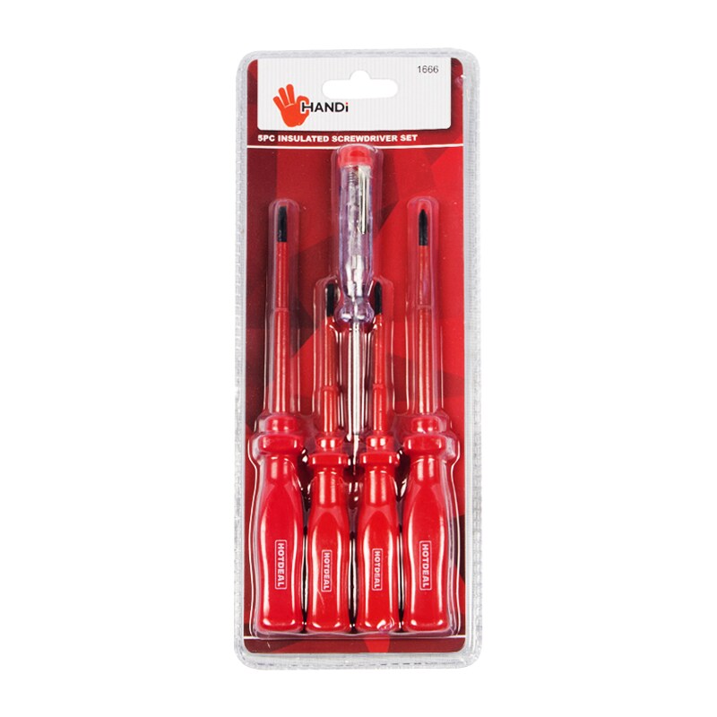 Insulated Screwdriver Set HANDI No. 1666 (Pack 5 Pcs.) Red - Black.