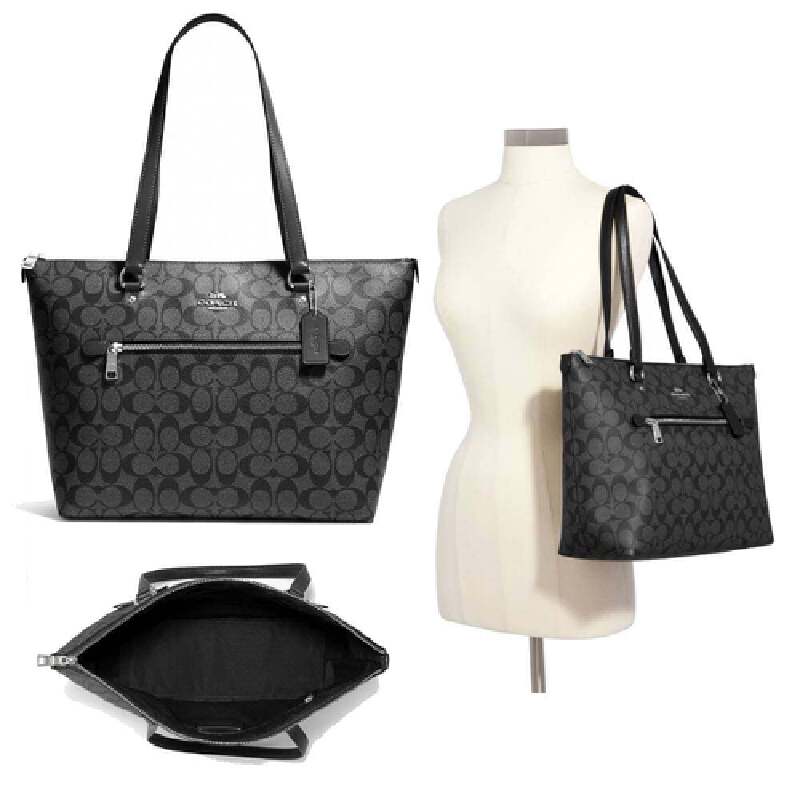 Coach Signature Gallery Tote in Graphite/Black